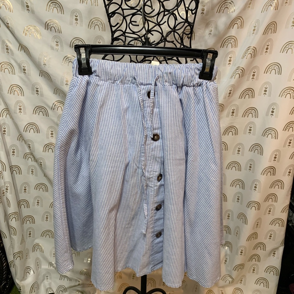 Elegant Blue Striped A-Line Skirt